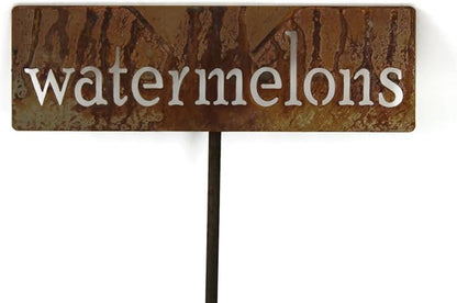 Classic Metal Garden Markers 19 Inches Tall (watermelons, Naturally Rusted)