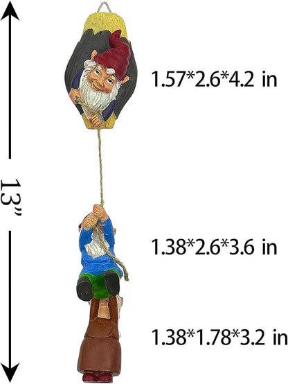 Teaeeno Garden Gnome Statue Set,Gnome Climbing Tree and Tree Stump Decor,Vivid Fairy Gnome Outdoor Sculpture,Whimsical Gnomes Miniature Figurines,Micro Gnome Landscape Figurine for Lawn Balcony Patio