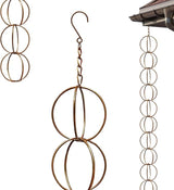 Metal Iron Ring Rain Chain for Gutters, Rust Resistant Outdoor Rain Catcher, Perfect for Heavy Rain, Indoor/Outdoor Decoration, Dark Bronze Finish