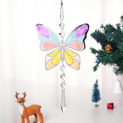 Wind Spinner Suncatcher Colorful Butterfly for Outside Durable 3D Stainless Steel Wind Pendant Hanging Art Ornaments for Garden Yard Balcony Decor