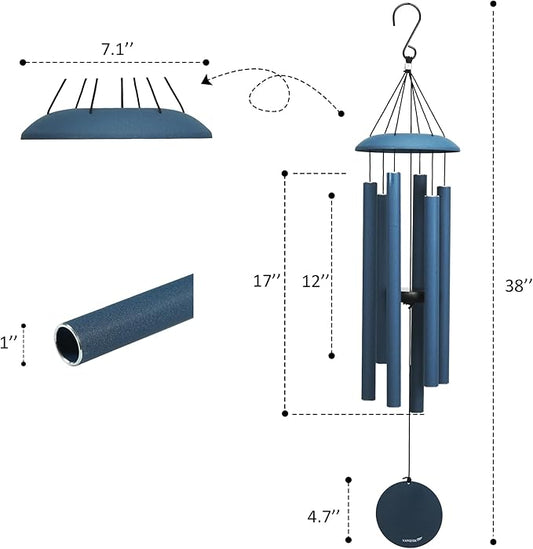 Wind Chimes for Outside Deep Tone - 38'' Wind Chimes Outdoor Clearance, Deep Tone, Windchimes Outdoors, Memorial Gift, Sympathy Gift, Garden Patio, Home Décor, Pacific Blue