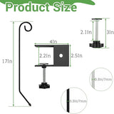 4 Pack Heavy Duty Deck Hook, 17 Inch Railing Hook, 360 Degree Swivel Plant Hanger, Solid Metal Deck Hangers for Hanging Bird Feeders, Wind Chimes, Lanterns and Flower Pots, Black