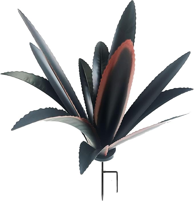 DIY Metal Agave Plant Art Yard Tequila Art Sculpture (9 Leaves -Black)