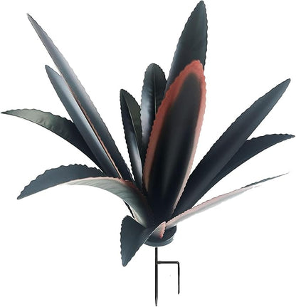 DIY Metal Agave Plant Art Yard Tequila Art Sculpture (9 Leaves -Black)