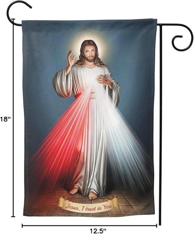 YISHOW Divine Mercy Garden Flag Double Sided Vertical Religious Faith Jesus Christian House Flags Yard Signs Outdoor Decor 12.5"X18"