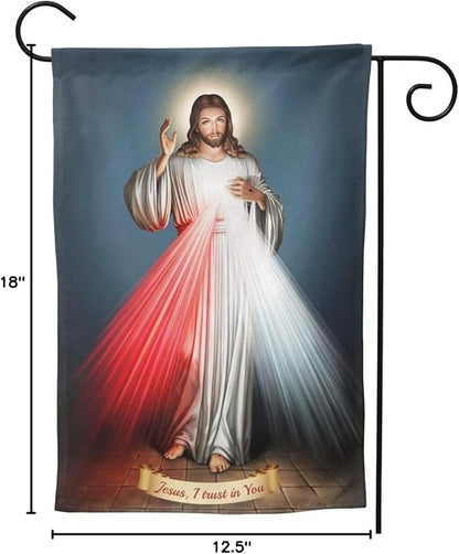 YISHOW Divine Mercy Garden Flag Double Sided Vertical Religious Faith Jesus Christian House Flags Yard Signs Outdoor Decor 12.5"X18"