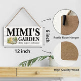 Mimi Gifts Outdoor Garden Wooden Sign Decor, Indoor Garden Decoration Hanging Signs 12x6 Inches, Outdoor Porch Yard Wall Art Decor Sign, Mother's Day Gifts Birthday Gift for Mom Grandma