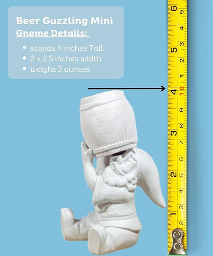 Gnometastic Gnude Mini Gnomes - Unpainted Gnome Statue, Beer 4in Tall - DIY Paint Your Own Gnome - Indoor, Outdoor Funny Garden Gnomes to Paint for Adults, Polyresin