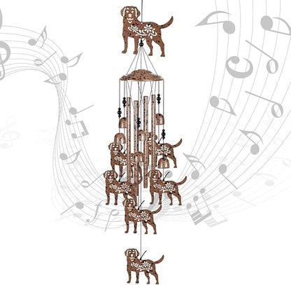 37" Dog Wind Chimes Outdoor Indoor Decor - with 4 Tubes 6 Bells 7 Dogs Wind Chime, Mobile Romantic Dog Wind Catcher, Dogs Windchimes for Home, Mom Gifts, Balcony, Tree, Festival, Garden Decoration