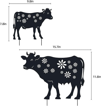 Cow Metal Stakes Garden Decor,Gifts for Women/Men/Cow Lovers,Black Silhouette Statues Outdside Decoration for Summer Garden Decor,Patio,Lawn,Backyard,Pathway,Forests,Walkway