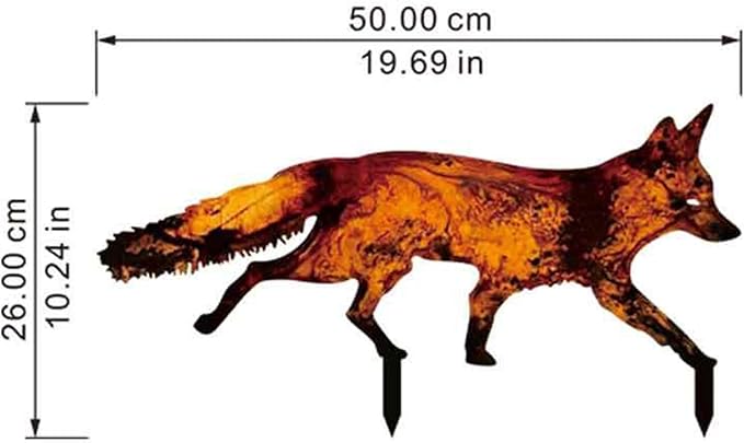 Rustic Metal Fox Garden Stakes: Sneaky Animal Metal Fox Garden Decoration, 3D Animal Shape Yard Art Sculptures for Patio Lawn Yard Backyard Art Decoration