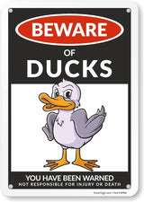 SmartSign Funny Beware Of Ducks Warning Sign - 10"x7", 40 mil Laminated Rust-free Aluminum - Metal Signs for Wall Decor, Outdoors, Patio, Gifts, Cafe - Ducks Theme, Made in USA