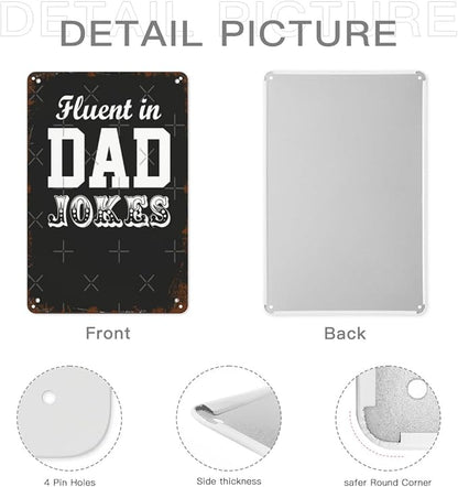 Vintage Retro Metal Wall Decor Signs Fluent in Dad jokes for Home,Kitchen,Bathroom,Patio & Garden Inspirational & Funny Life Quotes 8x12 Inches