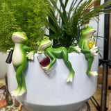 Cute Hanging Frog Garden Ornament – Relaxing Frogs Sculpture Outdoor Statue for Indoor Plant Pots or Garden Decoration,Outdoor Yard or Patio Decor.