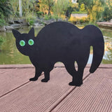 Garden Field Scarer Cats Set, Cat Silhouette Gardening Cat with Marble Eyes Mice Control Bird Decor 3PCS, Cats Set with Green Marble Eyes