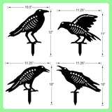 Halloween Black Crow Garden Stake Decor 4 Pack Scary Raven Silhouette Metal Yard Signs with Glow-in-The-Dark Eyes for Outdoor Halloween Decorations (Crow Black)