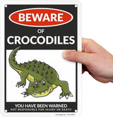 SmartSign Beware Of Crocodiles Warning Sign - 10"x7", 40 mil Laminated Rust-free Aluminum - Metal Signs for Wall Decor, Outdoors, Patio, Gifts, Cafe - Crocodile Theme, Made in USA
