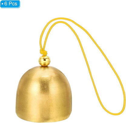 PATIKIL 6 Pcs Wind Chime, Hanging Bells Temple Bells Retro Outdoor Hanging Metal Chinese Wind Chime Round for Outside Garden Camping, Gold Yellow