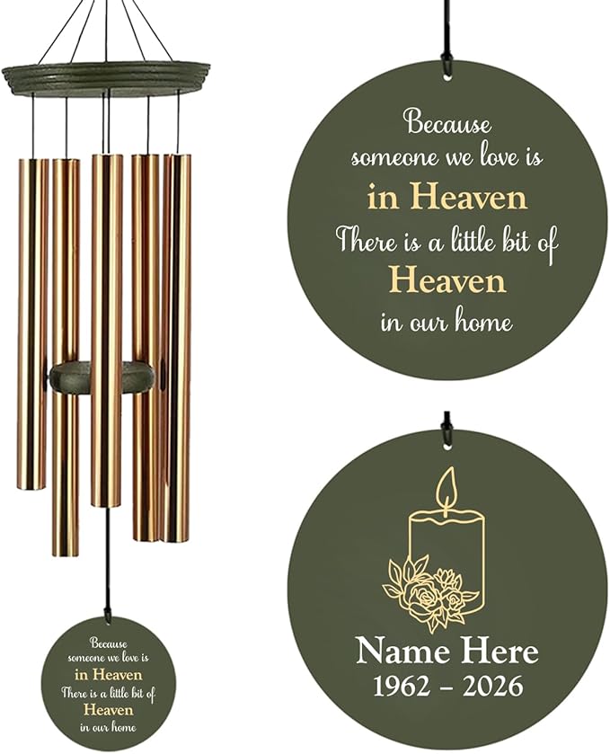 Personalized Wind Chimes 36inch, in Loving Memory of Sympathy Wind Chimes, Candle Design Memorial Wind Chime, Loss of Loved Dad/Mom Outdoor, Listen to the Wind (Produced in USA)