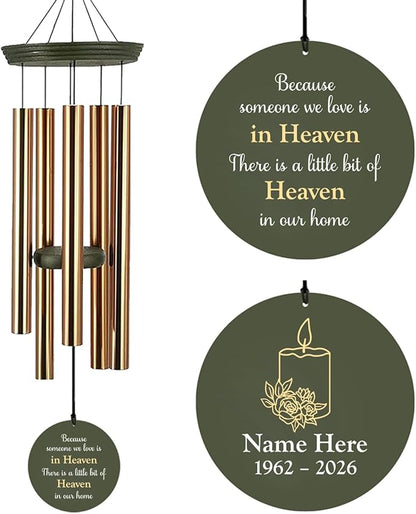 Personalized Wind Chimes 36inch, in Loving Memory of Sympathy Wind Chimes, Candle Design Memorial Wind Chime, Loss of Loved Dad/Mom Outdoor, Listen to the Wind (Produced in USA)