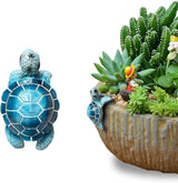 Resin Hanging Sea Turtle for Pot, Tortoise Figure Flower Pot Hugger Plant Pot Hanger Small Statue Terrapin Sculptures for Bonsai Planter Terrarium Garden Decor