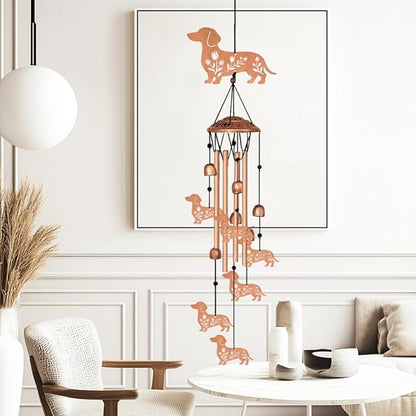 Wind Chimes for Outside, Melodious Melodic Tones Dachshund Style Windchimes Suitable for Outdoor Garden Patio Porch Decor, Unique 33“ Metal Memorial Wind Chimes Friendship Gifts for Women