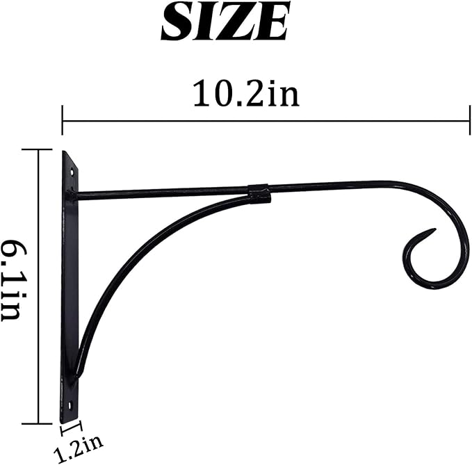 RONYOUNG 4PCS Hanging Plant Bracket 10"x6" Metal Wall Mount Hanger Indoor Outdoor Home Decorative Hook for Hanging Plant Flower Basket Pot Birdcage Lantern Bird Feerder Wind Chimes