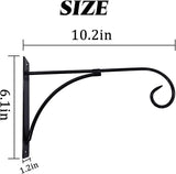 RONYOUNG 4PCS Hanging Plant Bracket 10"x6" Metal Wall Mount Hanger Indoor Outdoor Home Decorative Hook for Hanging Plant Flower Basket Pot Birdcage Lantern Bird Feerder Wind Chimes
