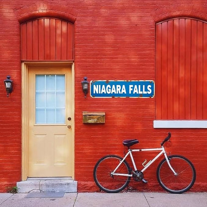 Vintage "NIAGARA FALLS" Tin Sign 16 * 4 Inches, Outdoor Sign for Patio Garage Bedroom Bar, Unique Wall Decor Mens Room Accessories Retro Home Decor