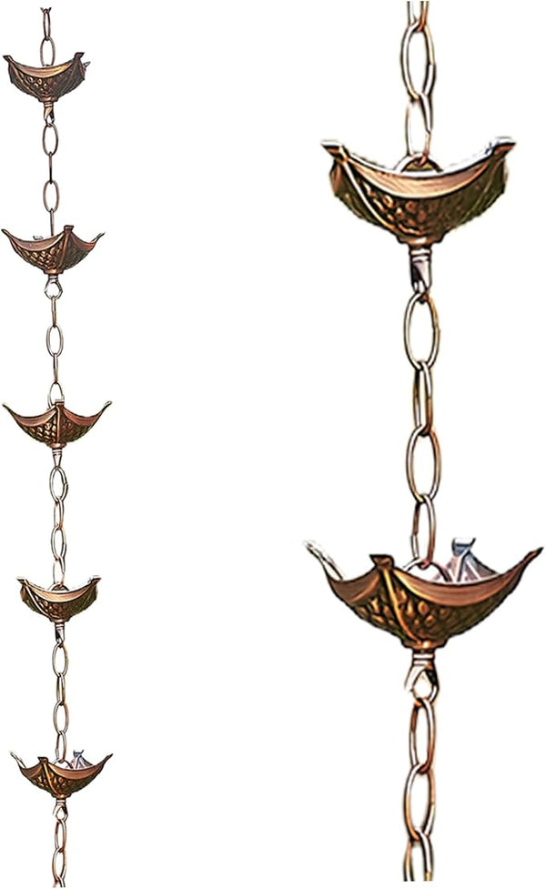 rain Chains Rain Chain Copper Imitation Chains for Gutters 3.3ft with 5 Cups Easy to Install Catcher for Outside Courtyards Replacement for Downspout Style 2