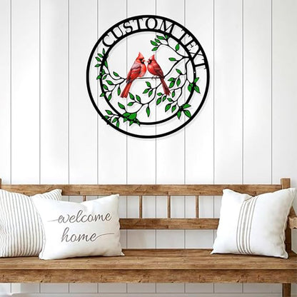 Personalized Name Garden Cardinal Metal Signs, Custom Family Name Outdoor Indoor Wall Decorations, Wall Art for Mom Sister Grandma Dad, Housewarming Gift Birthday Retirement
