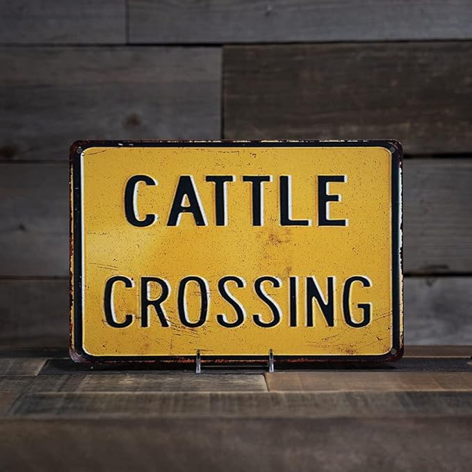 Cattle Crossing Sign Vintage Retro Decor Cow Ranch Signs Decorations Farm Animal Gift 8 x 12 High Gloss Metal 208120067031