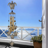 Garden Sea Turtle Wind Chimes Outdoor Decor - with 4 Tubes 6 Bells 7 Turtles Mobile Romantic Wind Catcher, Tortoise Wind Chime for Home, Xmas Mom Gifts, Festival, Balcony, Tree, Garden Decoration