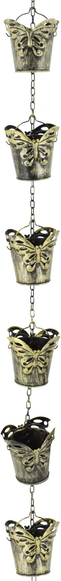 Arcadia Garden Products RC02 Butterfly Pail Rain Chain, Antique Yellow