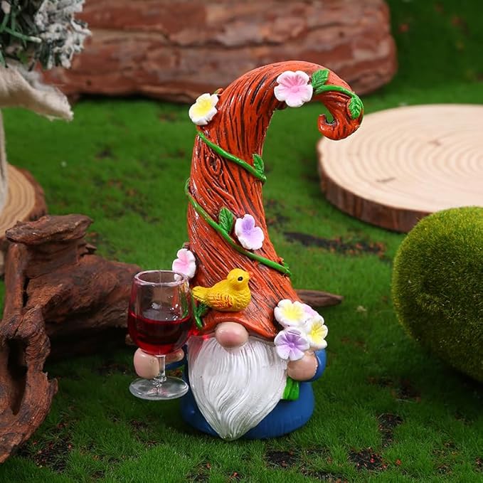 Garden Dwarf Statue, 4.7 inches, Weather Resistant Resin, Red, Outdoor Decorative Figurine for Lawn and Courtyard
