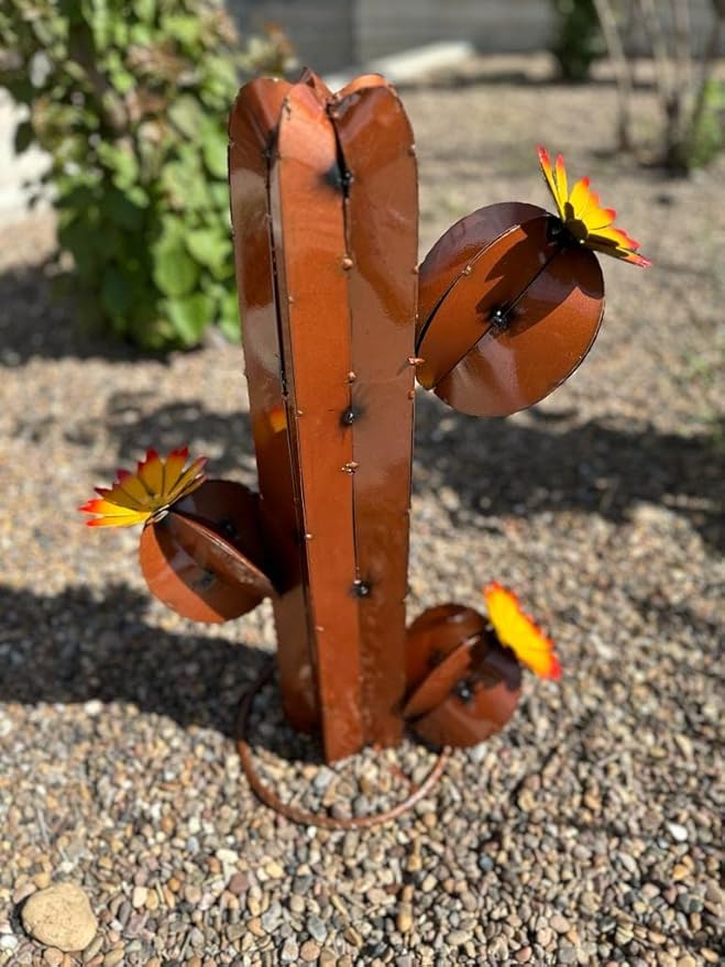 Metal Saguaro Cactus - Garden Art (Copper)
