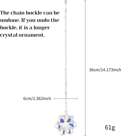 Hanging Crystal Sun Catcher, Hanging Car Decoration, Crystal Ornament for Car, Rainbow Prism, Home Decoration (Flower)