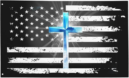 American Jesus Cross Flag 3x5 Ft Outdoor Indoor With Grommet Garden Yard Banner Decorative Sign