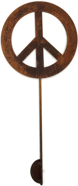 Peace and Heart Staked Signs or Wall Art Rustic or Powder Coated Finishes (Peace Small Stake 21", Naturally Rusted)