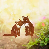 Garden Outdoor Fox Decoration Metal Yard Art Animal Corten Steel Garden Decor Decoration Stake Gift Handmade Wall Art for Yard Lawn Trees Fences Gates Windows Walls-15.7INX15.7IN