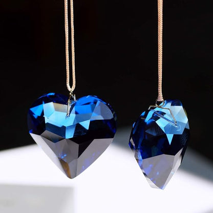 Blue Heart Crystal Suncatcher, 2pc 45mm Hanging Prism for Windows, Outdoor Indoor Decoration, Rainbow Maker Gifts for Mom, Grandma, Friend