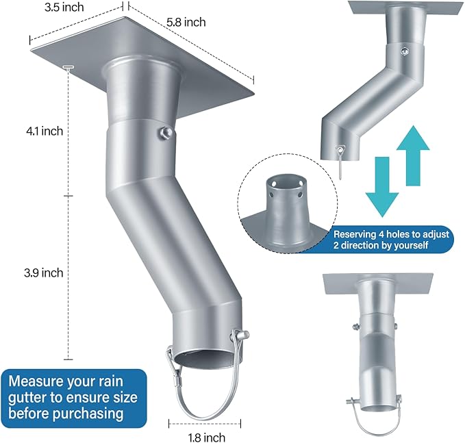 Tfro & Cile Rain Chain Gutter Adapter Silver Installation Suit for Gutter Downspout Outlet