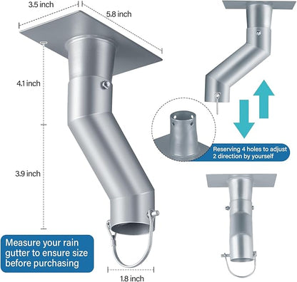 Tfro & Cile Rain Chain Gutter Adapter Silver Installation Suit for Gutter Downspout Outlet