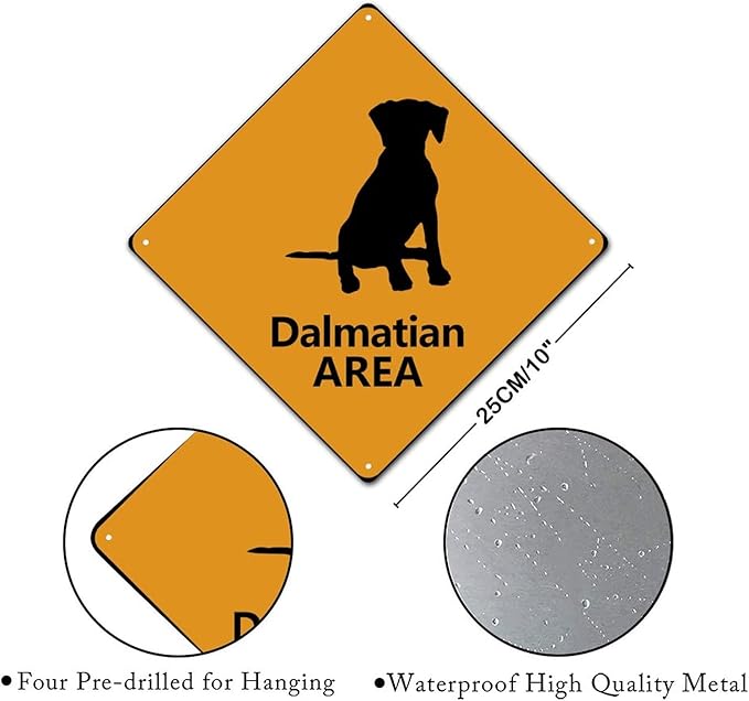 Dalmatian Crossing Xing Sign Beware of Dalmatian Dog Metal Sign Dalmatian Funny Warning Sign Crossing Zone Sign for Farm Yard Front Door Indoor Outdoor Street Sign 10x10in