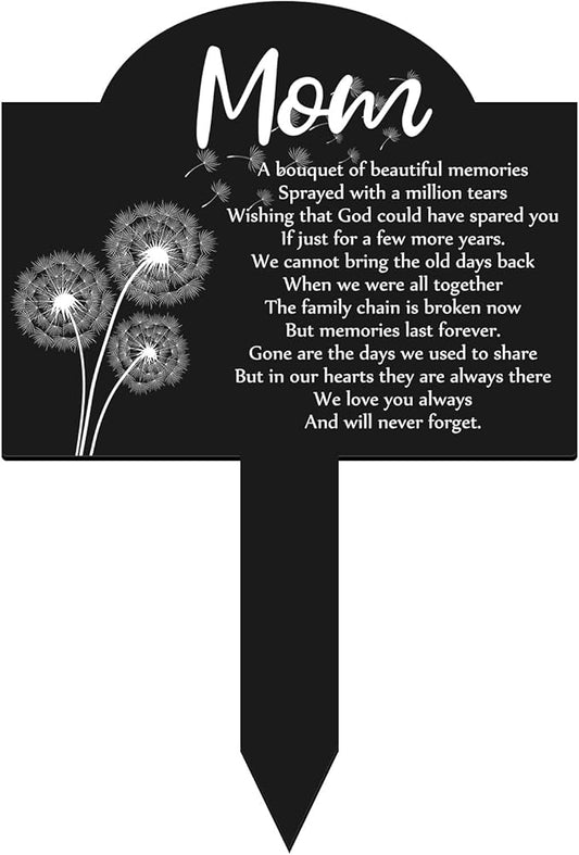 Roowest Cemetery Grave Decorations Acrylic Memorial Stakes Grave Stake Markers Sympathy Garden Plaque Waterproof Remembrance Sympathy Gift for Cemetery Graveside Outdoors Yard(Mom)