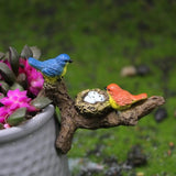 Birds Perched on Branches Flower Pot Hugger Figurines Mini Resin Birds Fish Tank Hanging Decoration Aquarium Ornament for Bonsai Planter Terrarium Garden Decor (Bird)
