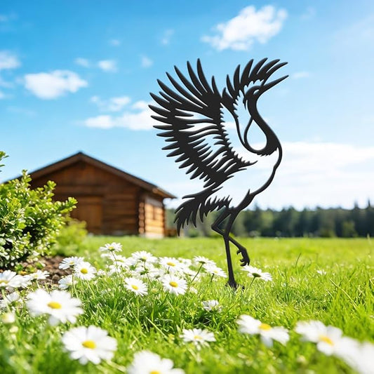 SUPERDANT Metal Crane Garden Decor for Outside Zen Bird Yard Stakes for Decorations Outdoor Statues Iron Art Stake Decorative Silhouette Lawn Ornament Patio Porch Farmhouse Decoration Gifts