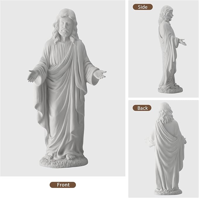 30-Inch Jesus Statue Outdoor & Indoor,All-Weather Large Garden Statue with Open Arms, Weighted Base – Religious Garden Decor for Patio, Lawn, Church