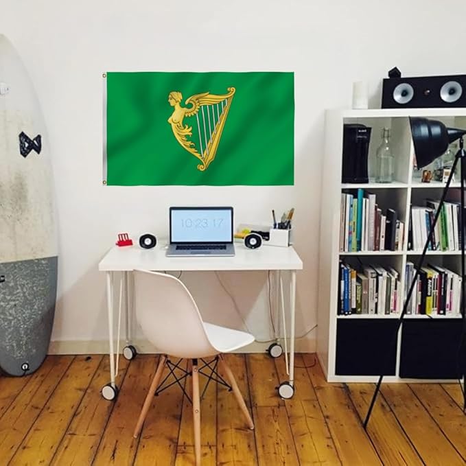 Green Harp Ireland Flag 6X10FT, Am Harp Flags,Both Sides Printed, Men Women Banner,Vibrant Colors, Double Stitched with 2 Brass Grommets, Bar Garden Street Decoration, GYM, Office Decor,Indoor Outdoor Use,Gifts. (Green, 3x5ft)