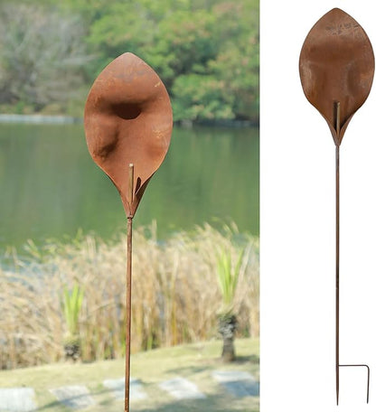 48" H Rusty Metal Garden Stake, Naturally Rusting Metal Plant Garden Art, Outdoor Yard Decor for Gardens, Lawn, Backyards
